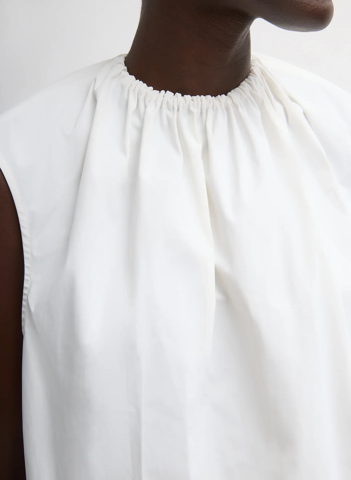 Tibi Lotte Nylon Shirred Neck Top