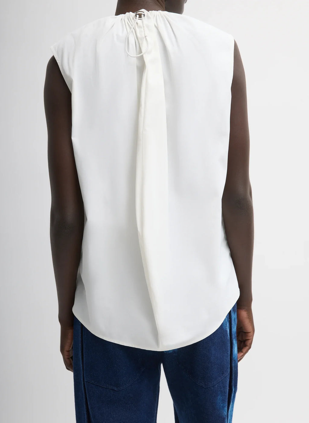 Tibi Lotte Nylon Shirred Neck Top