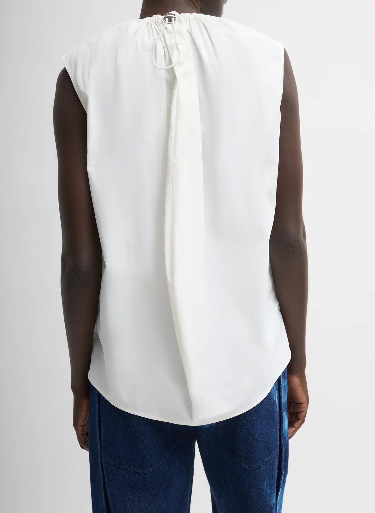 Tibi Lotte Nylon Shirred Neck Top
