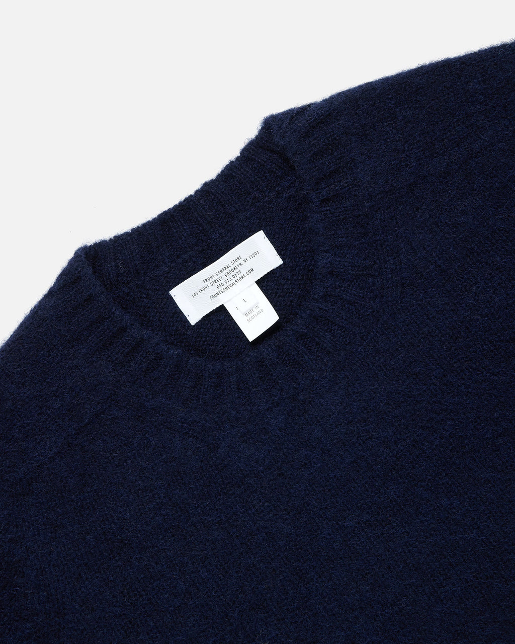 Brushed Shetland Sweater Crew Neck / Navy