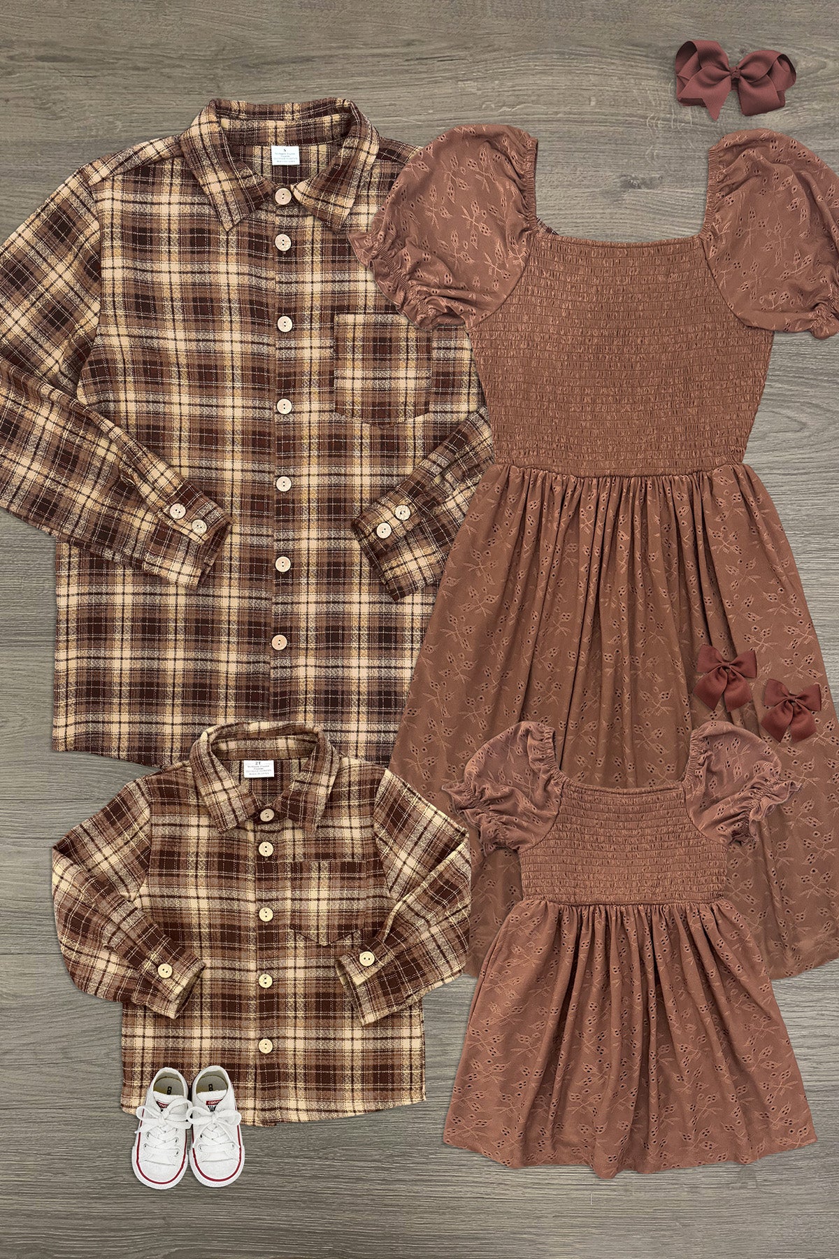 Family Brown Dress & Flannel