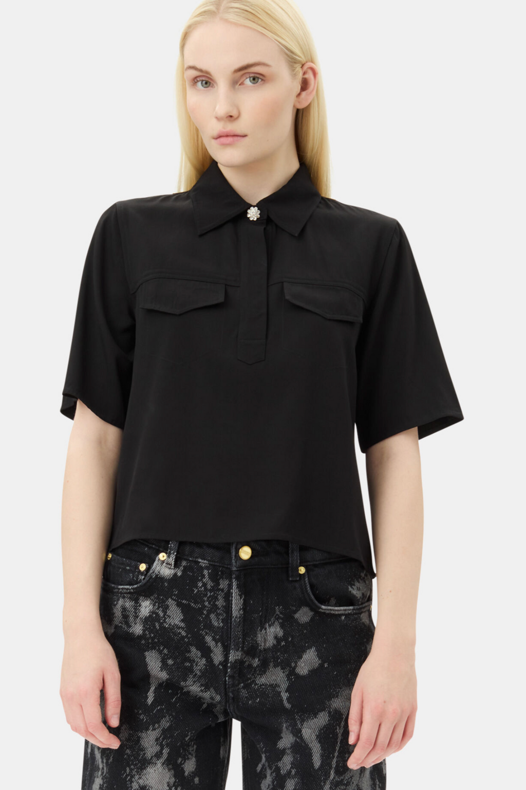 Ganni Viscose Twill Blouse