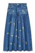 Ganni Flower Denim Skirt
