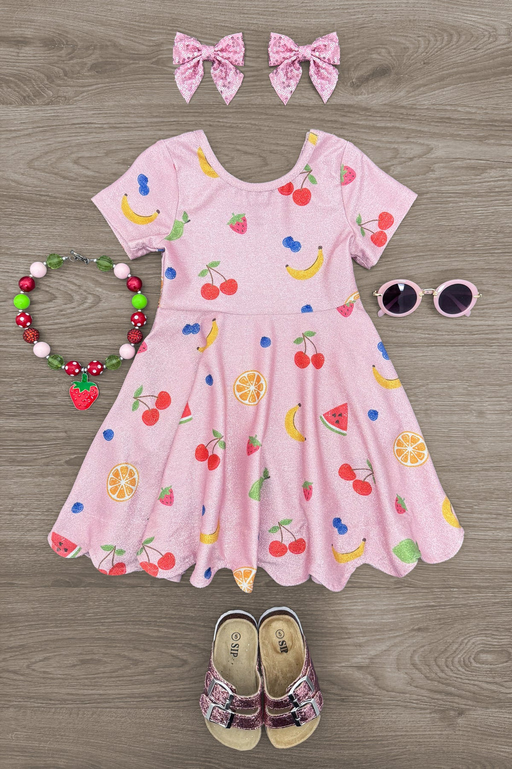 Pink Glitter Fruit Dress
