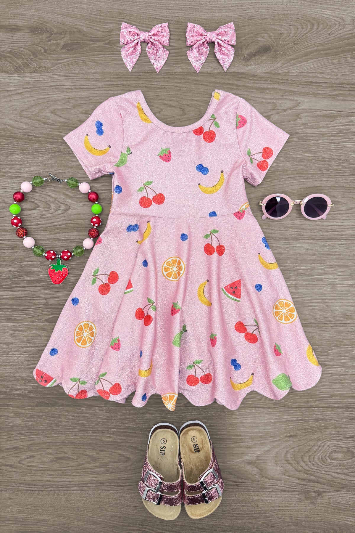Pink Glitter Fruit Dress