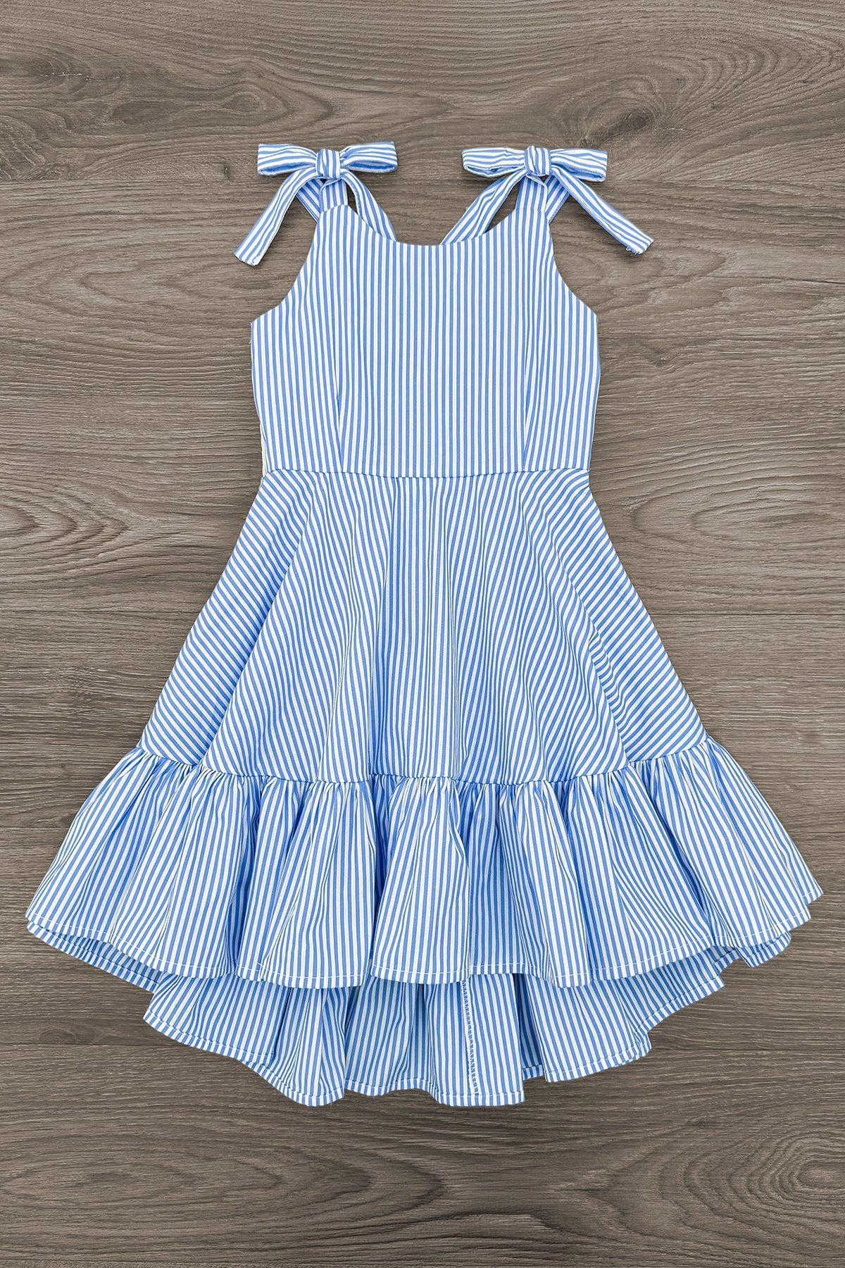 Blue Stripe Bow Tank Dress