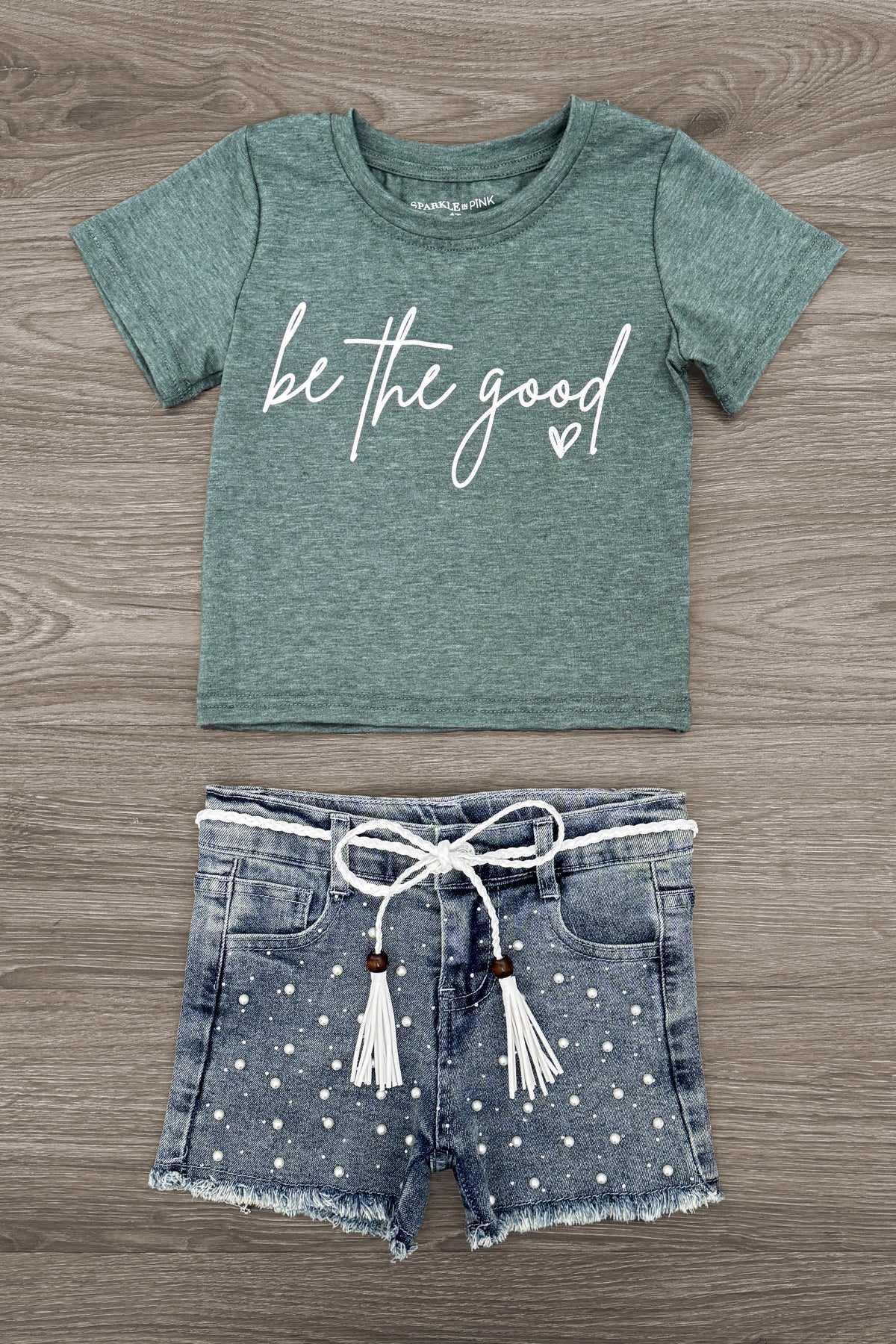 "Be The Good" Denim Short Set