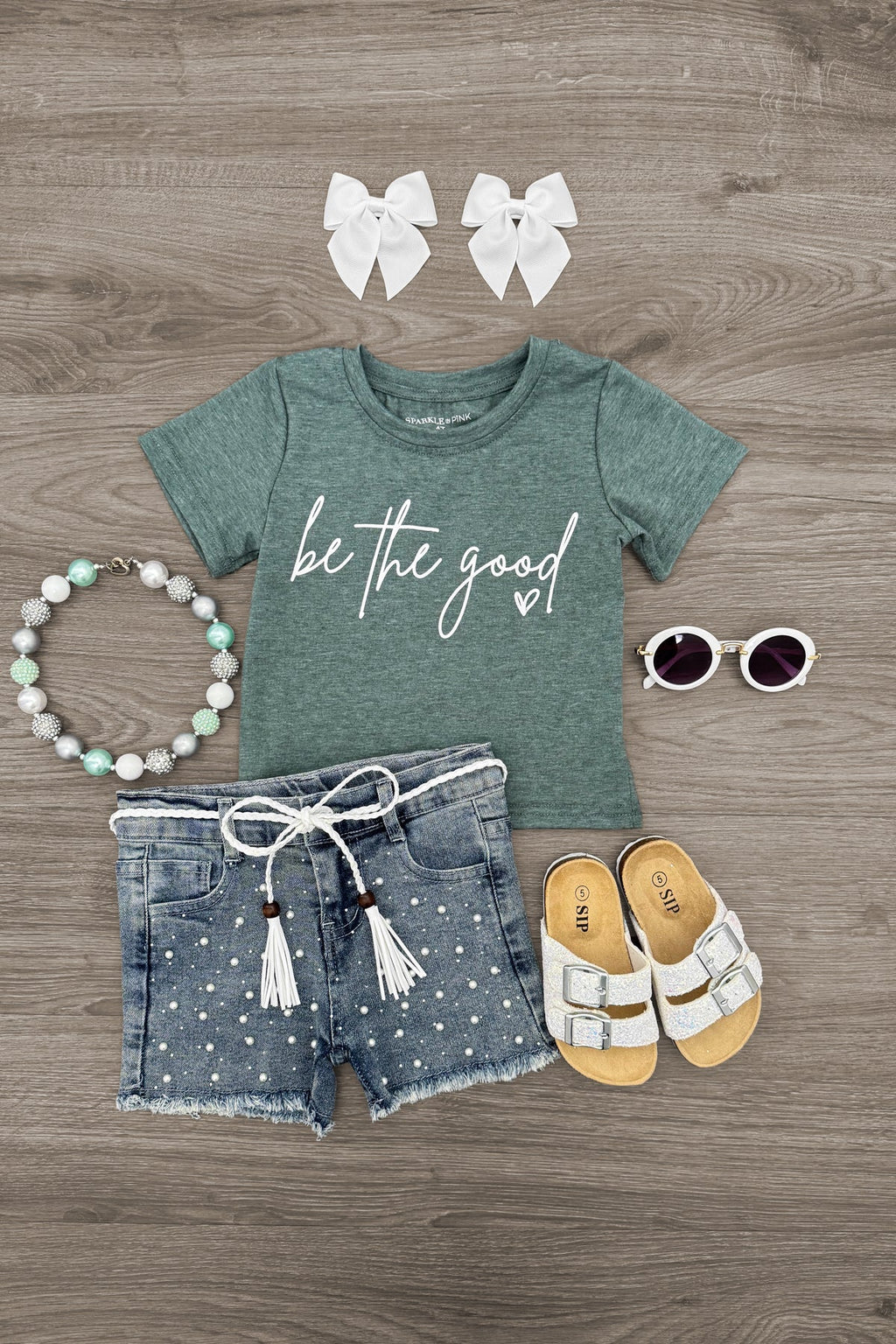 "Be The Good" Denim Short Set