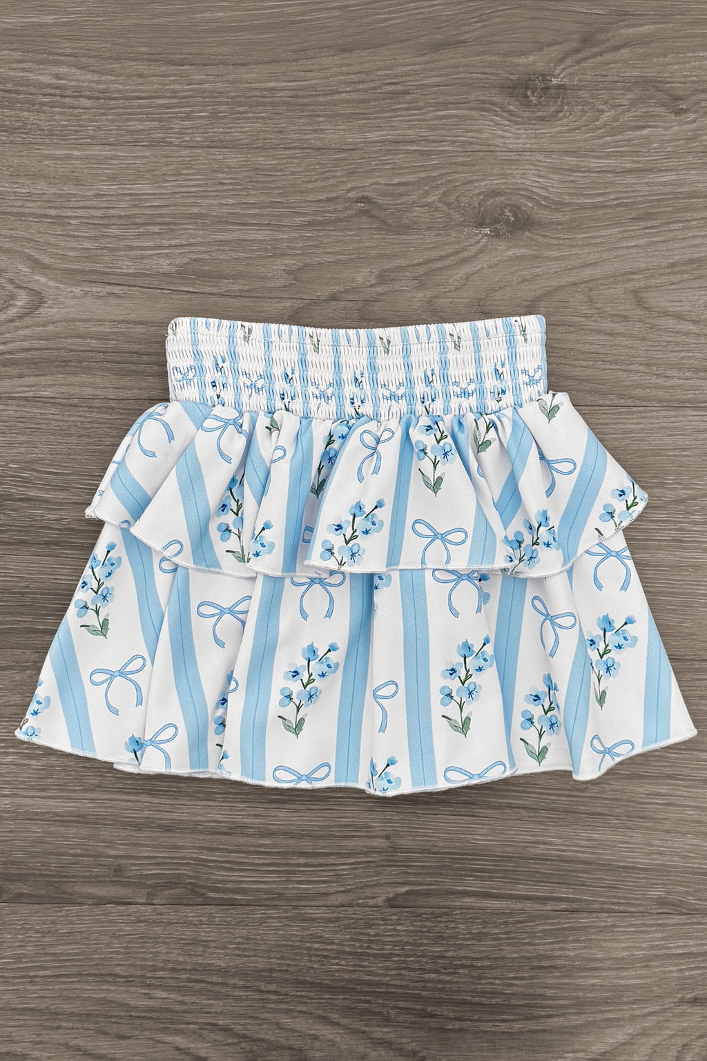 Blue Floral Bows Skirt Set