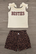 "Besties" Cheetah Denim Short Set