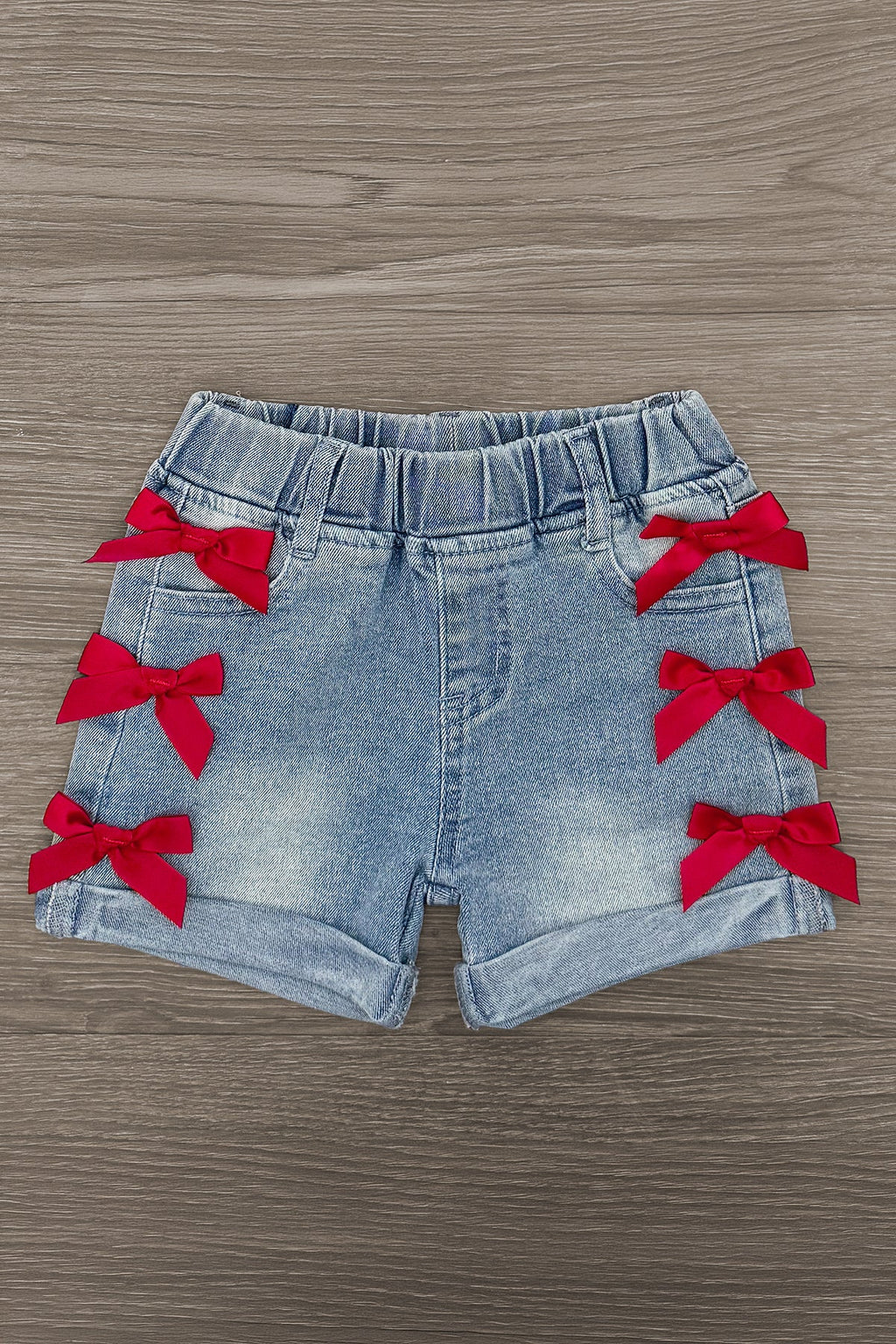 Cherry Bow Denim Short Set