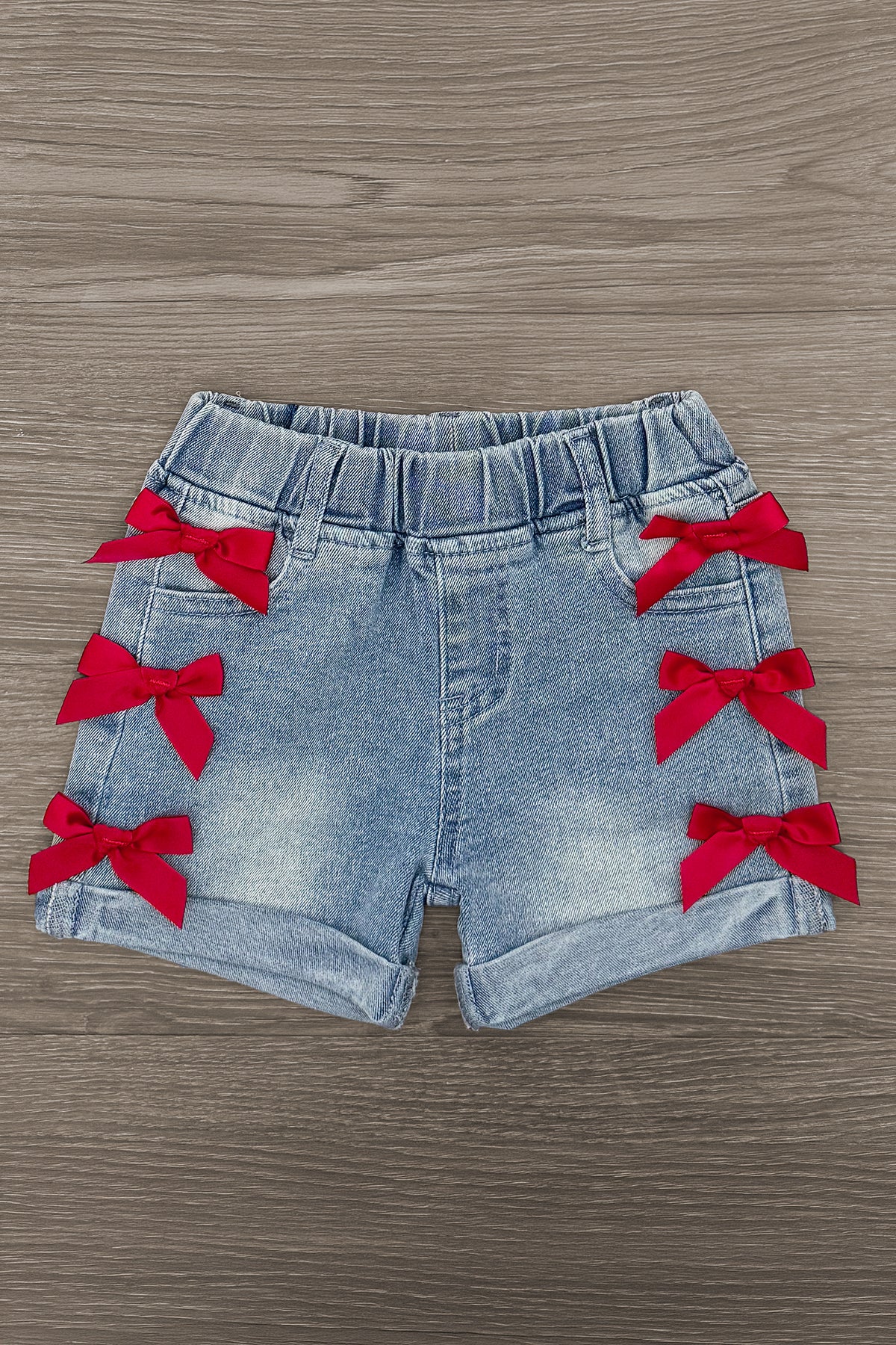 Cherry Bow Denim Short Set