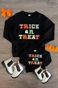 Mom & Me - "Trick Or Treat" Black Chenille Patch Top