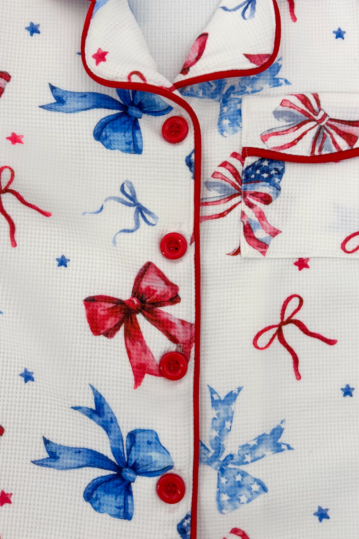 Mom & Me - Patriotic Bow Waffle Knit Pajamas