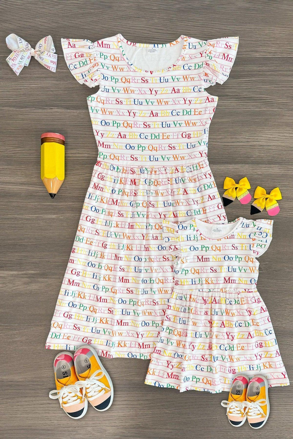 Mom & Me - White Alphabet Dress