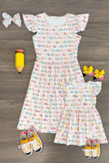 Mom & Me - White Alphabet Dress