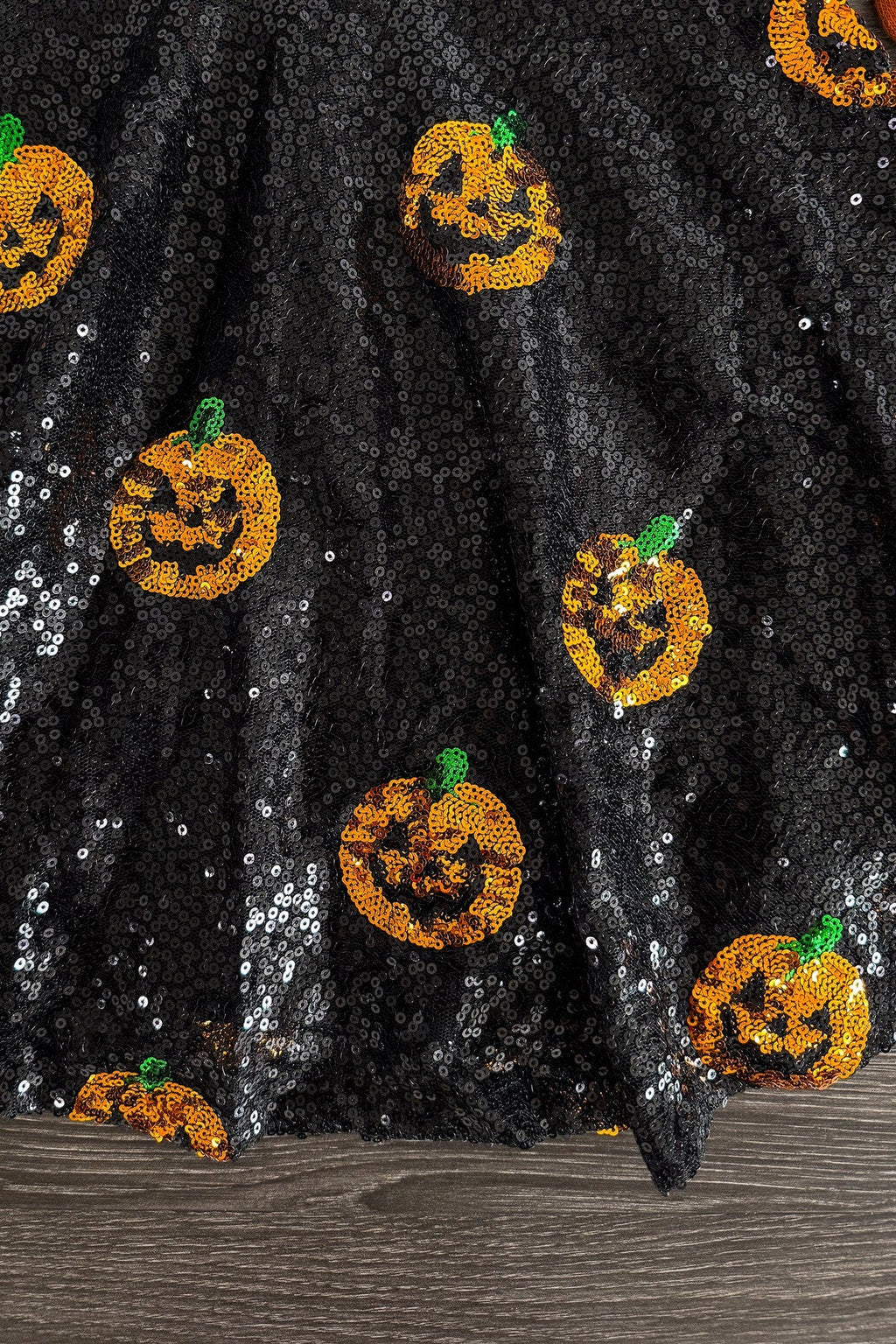 Mom & Me - Black Sequin Jack-O'-Lantern Dress