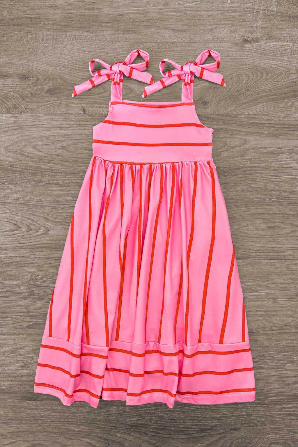 Mom & Me - Pink & Red Striped Maxi Dress
