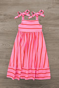 Mom & Me - Pink & Red Striped Maxi Dress