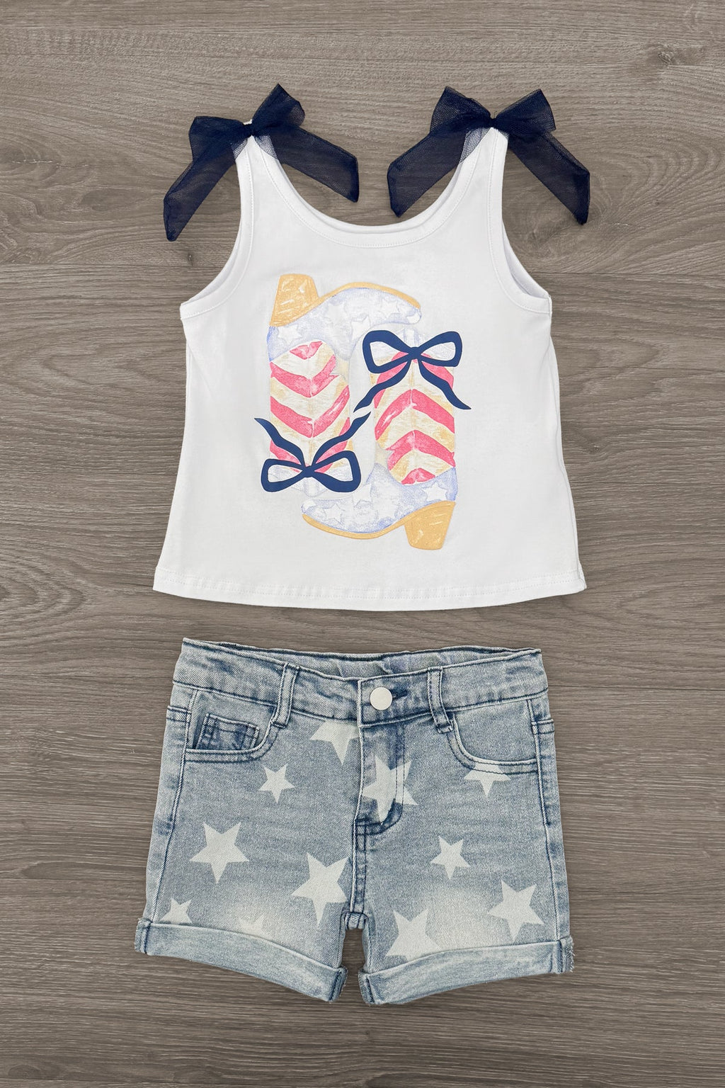 Cowgirl Bow Denim Short Set