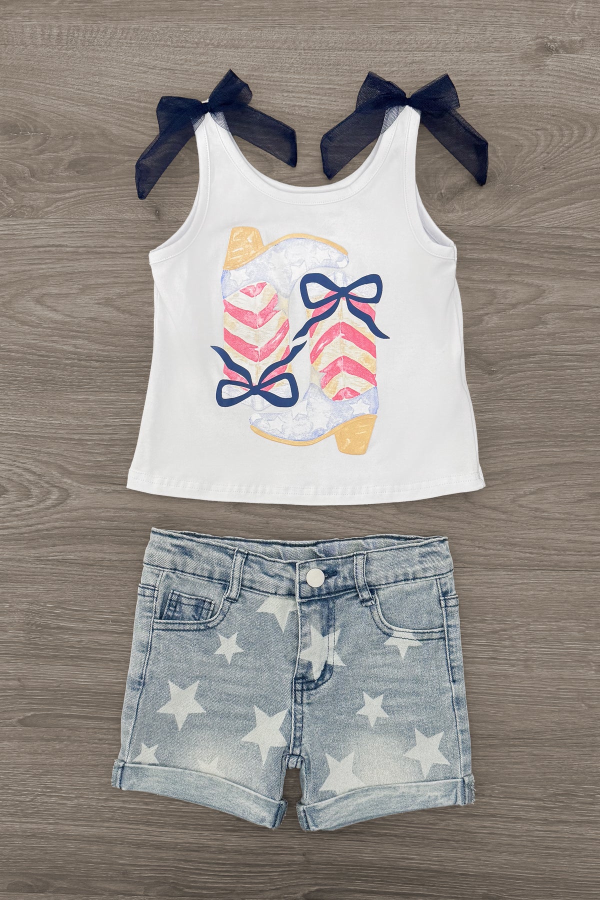 Cowgirl Bow Denim Short Set