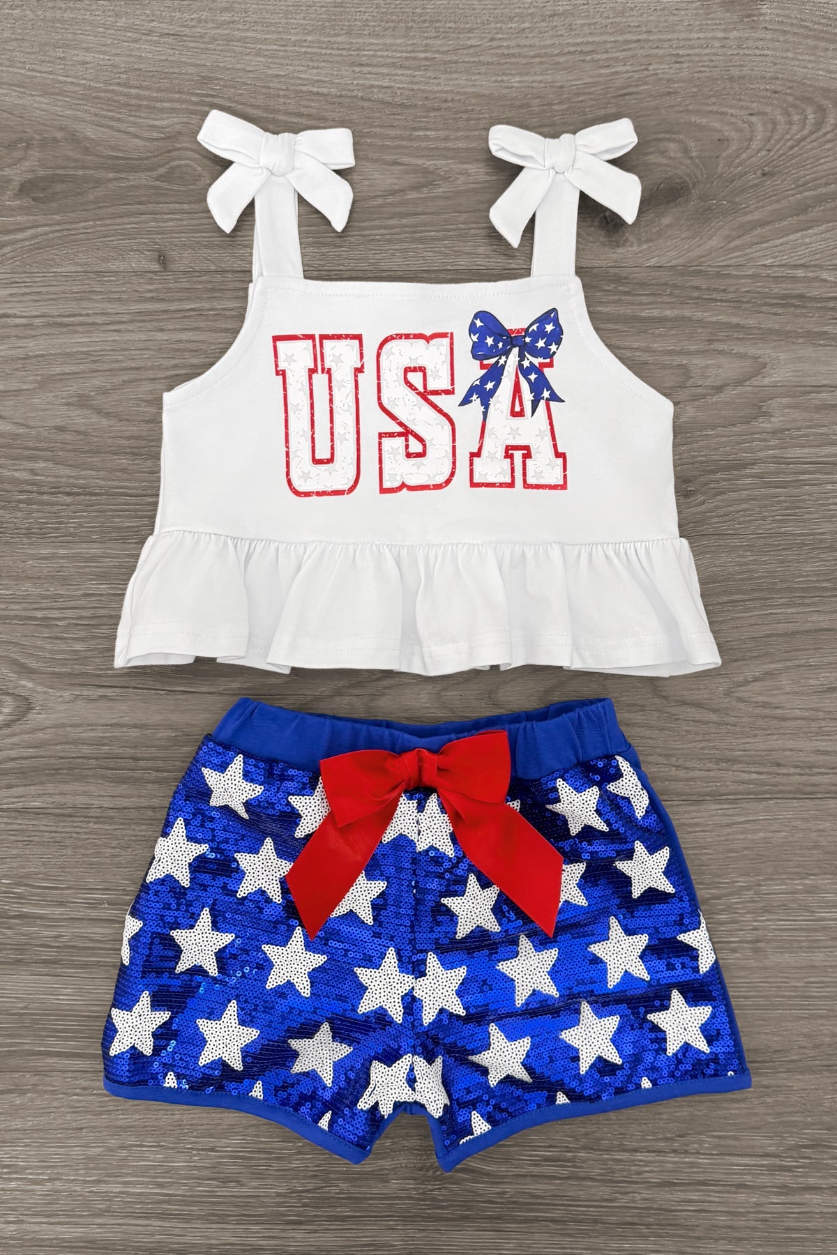 "USA" Tank Sequin Short Set