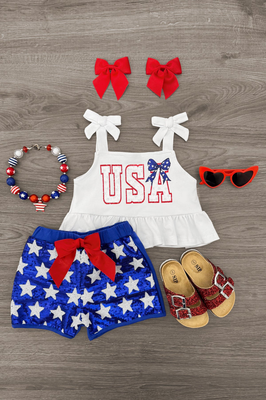 "USA" Tank Sequin Short Set