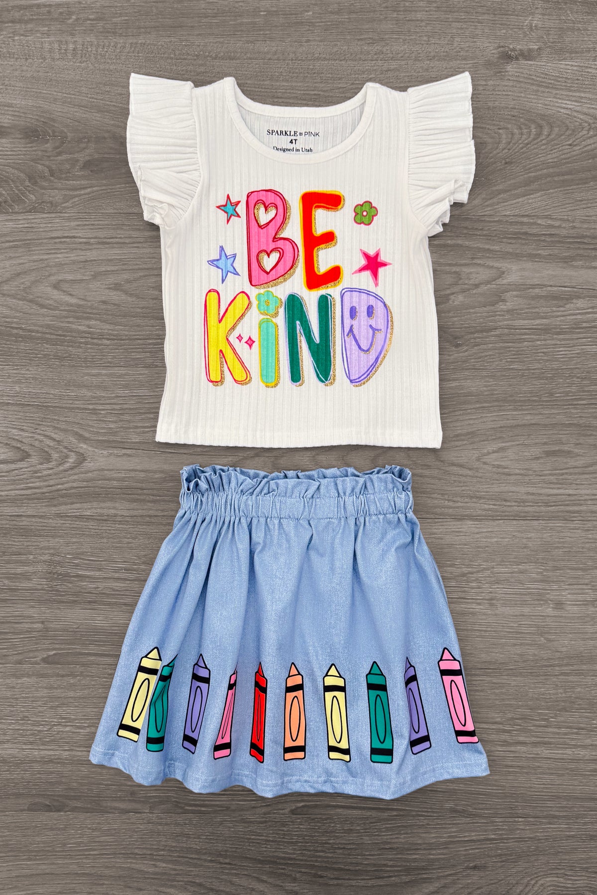 "Be Kind" Crayon Skirt Set