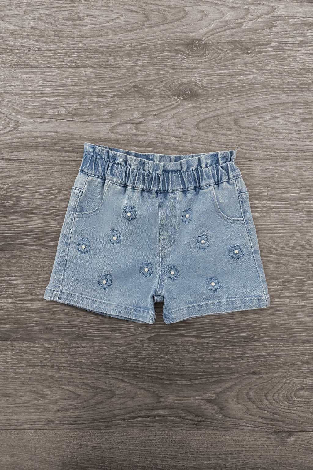 Mint Flower Denim Short Set