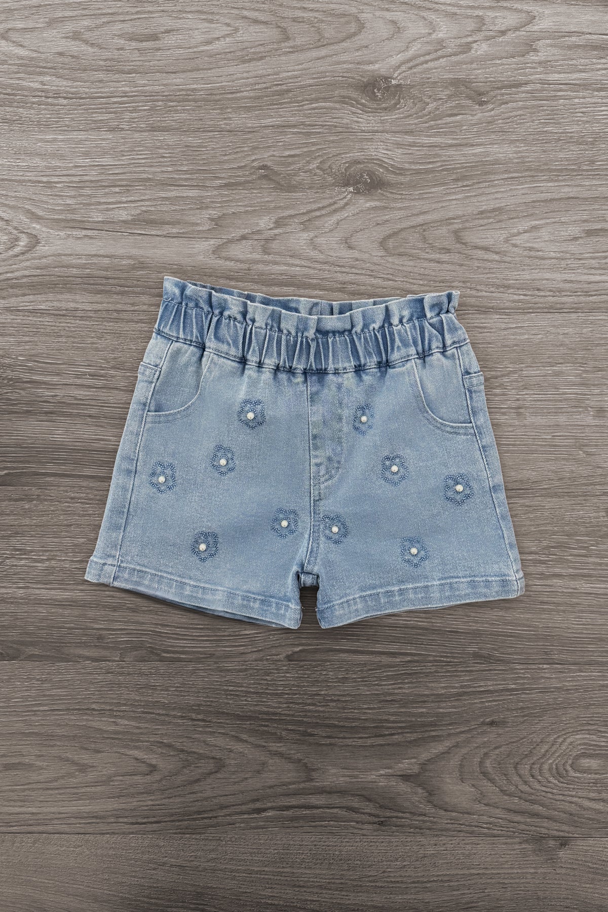 Mint Flower Denim Short Set