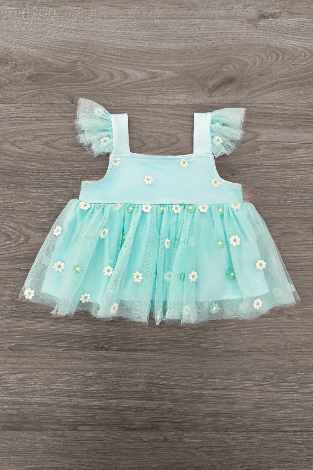 Mint Flower Denim Short Set