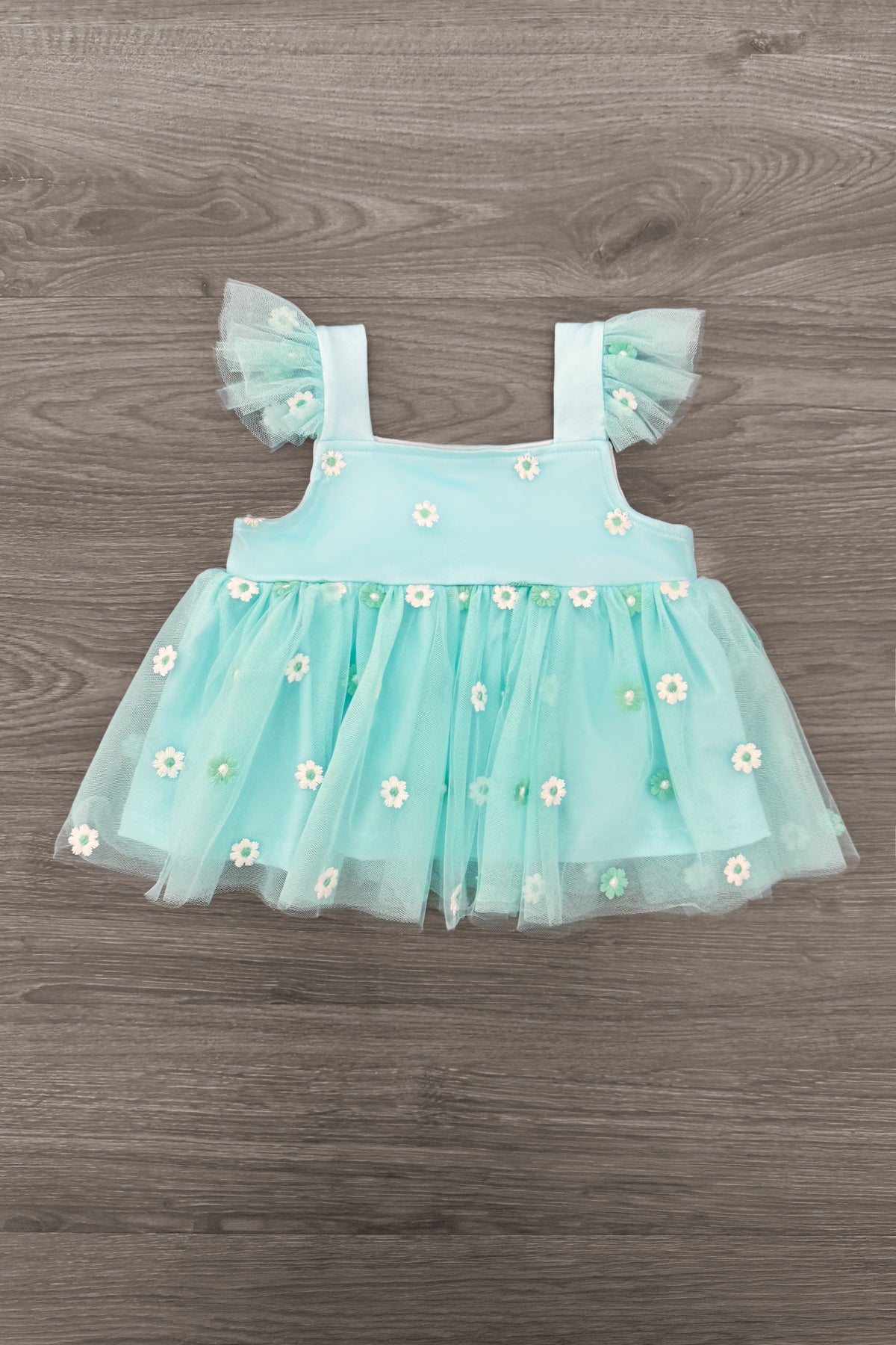 Mint Flower Denim Short Set
