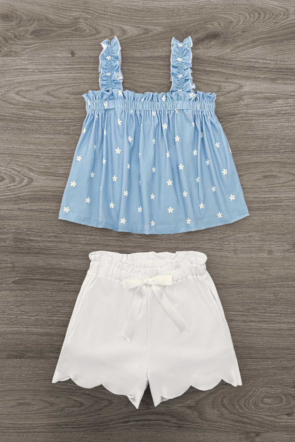 Blue & White Flower Short Set