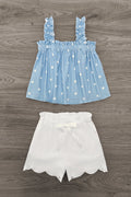 Blue & White Flower Short Set