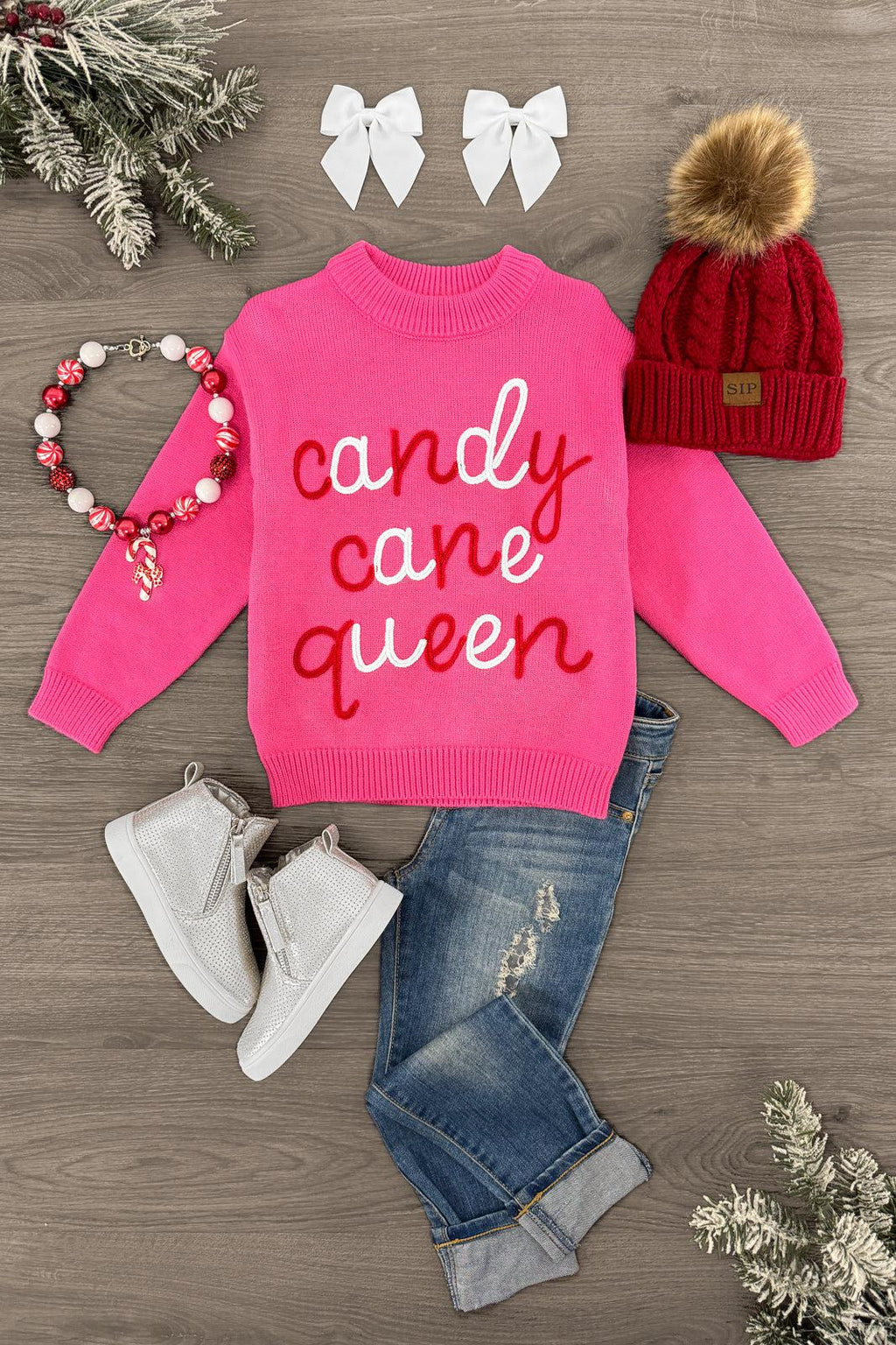 Mom & Me - "Candy Cane Queen" Pink Sweater