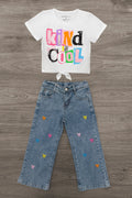 "Kind Is Cool" Denim Pant Set