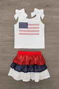 American Flag Sequin Skirt Set
