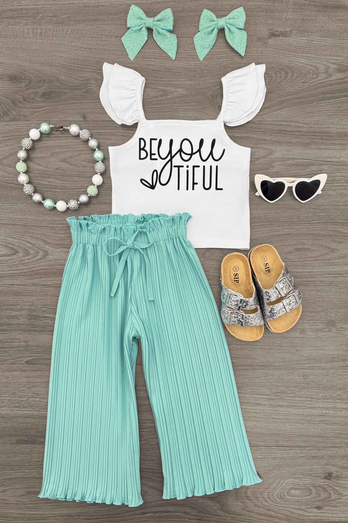 "Be You Tiful" Mint Pant Set