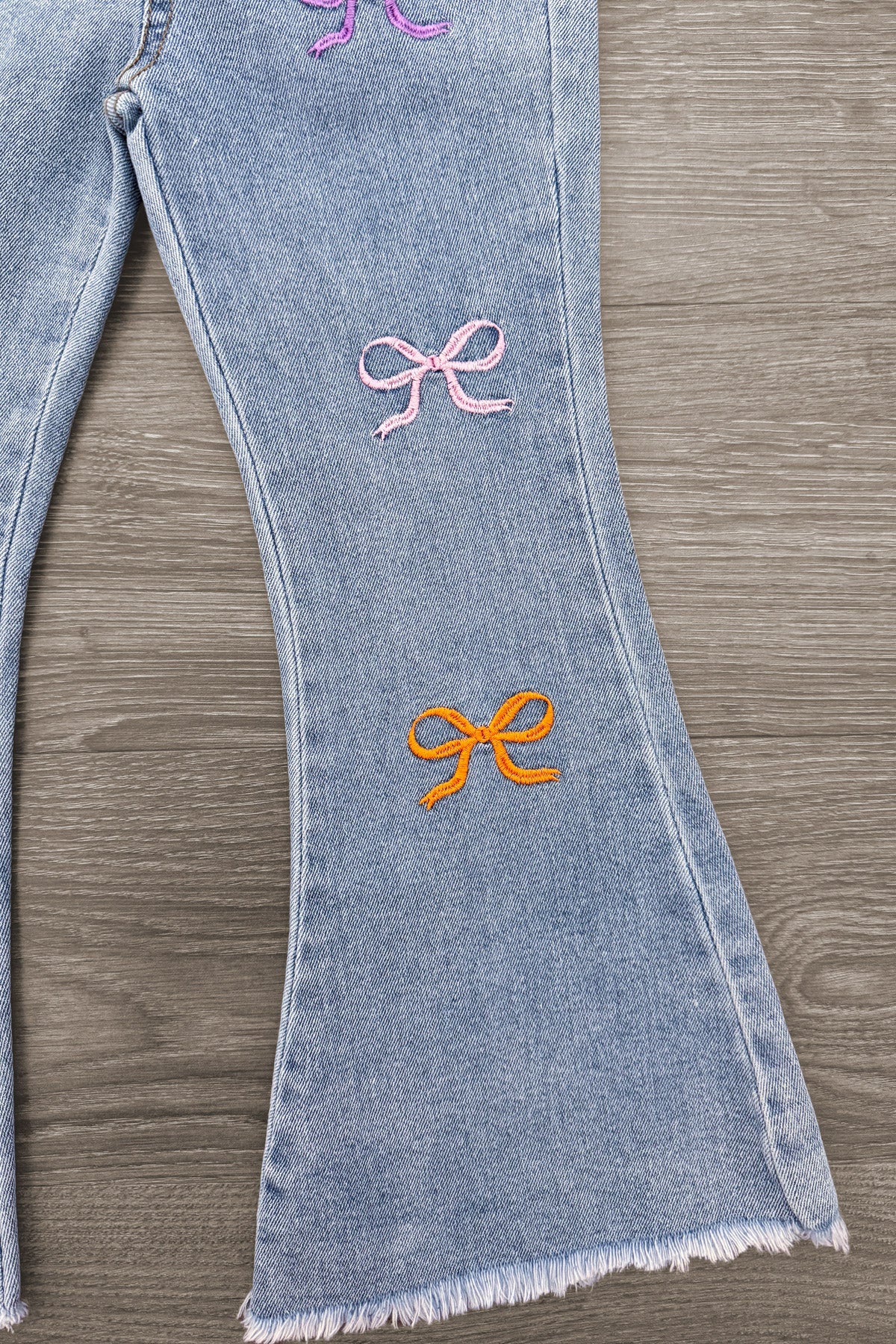 "Pre-K - Sixth Grade" Bow Denim Pant Set
