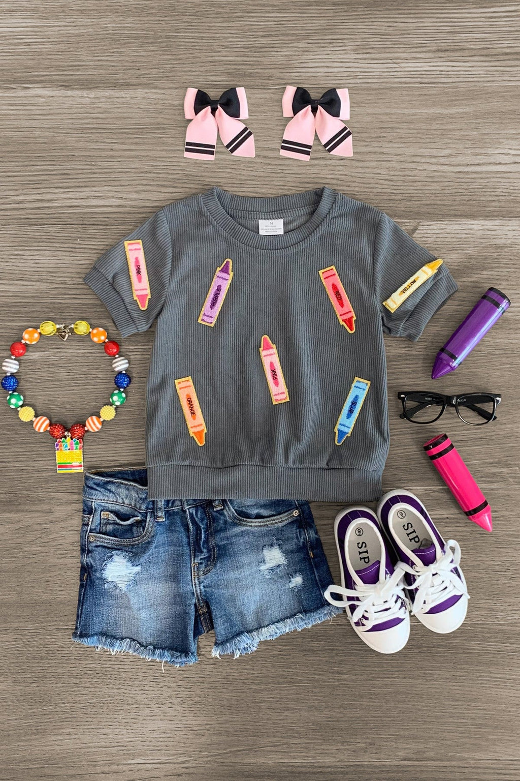 Mom & Me - Gray Corduroy Crayon Top