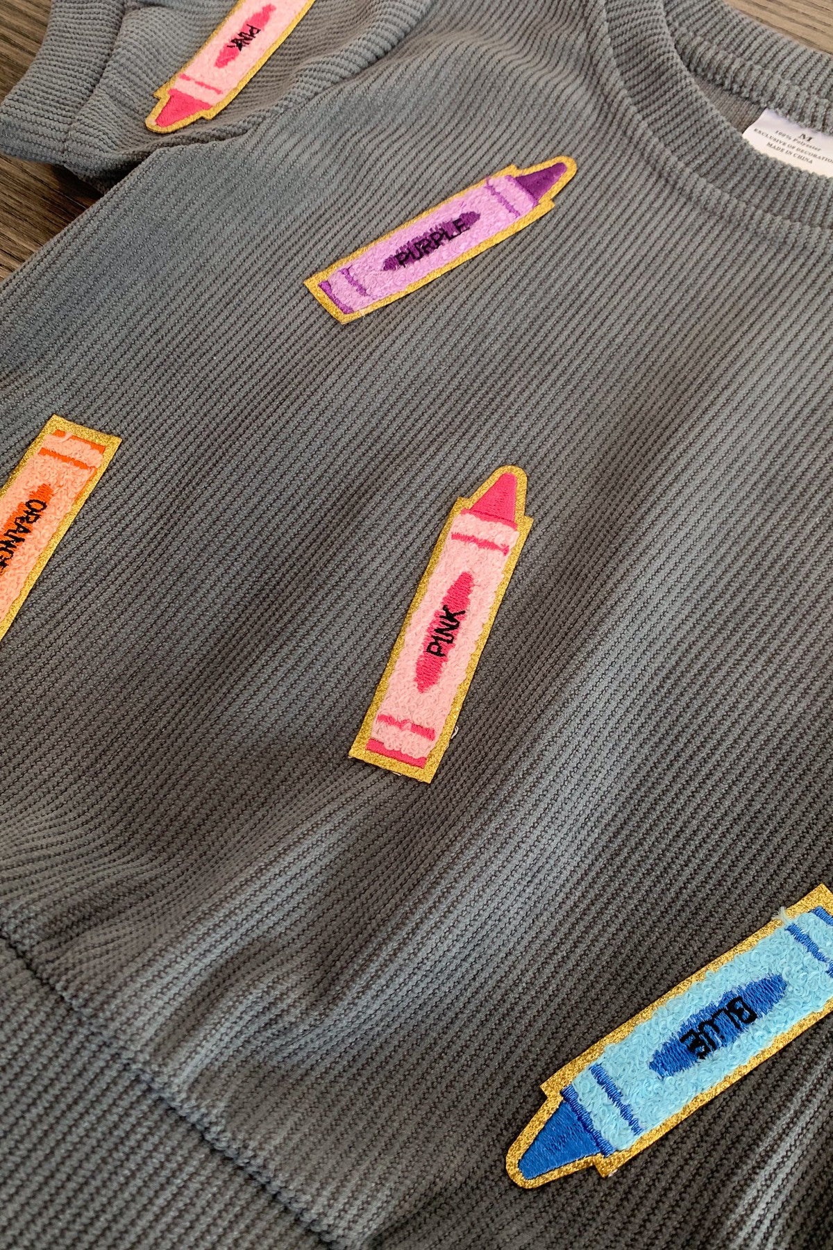 Mom & Me - Gray Corduroy Crayon Top