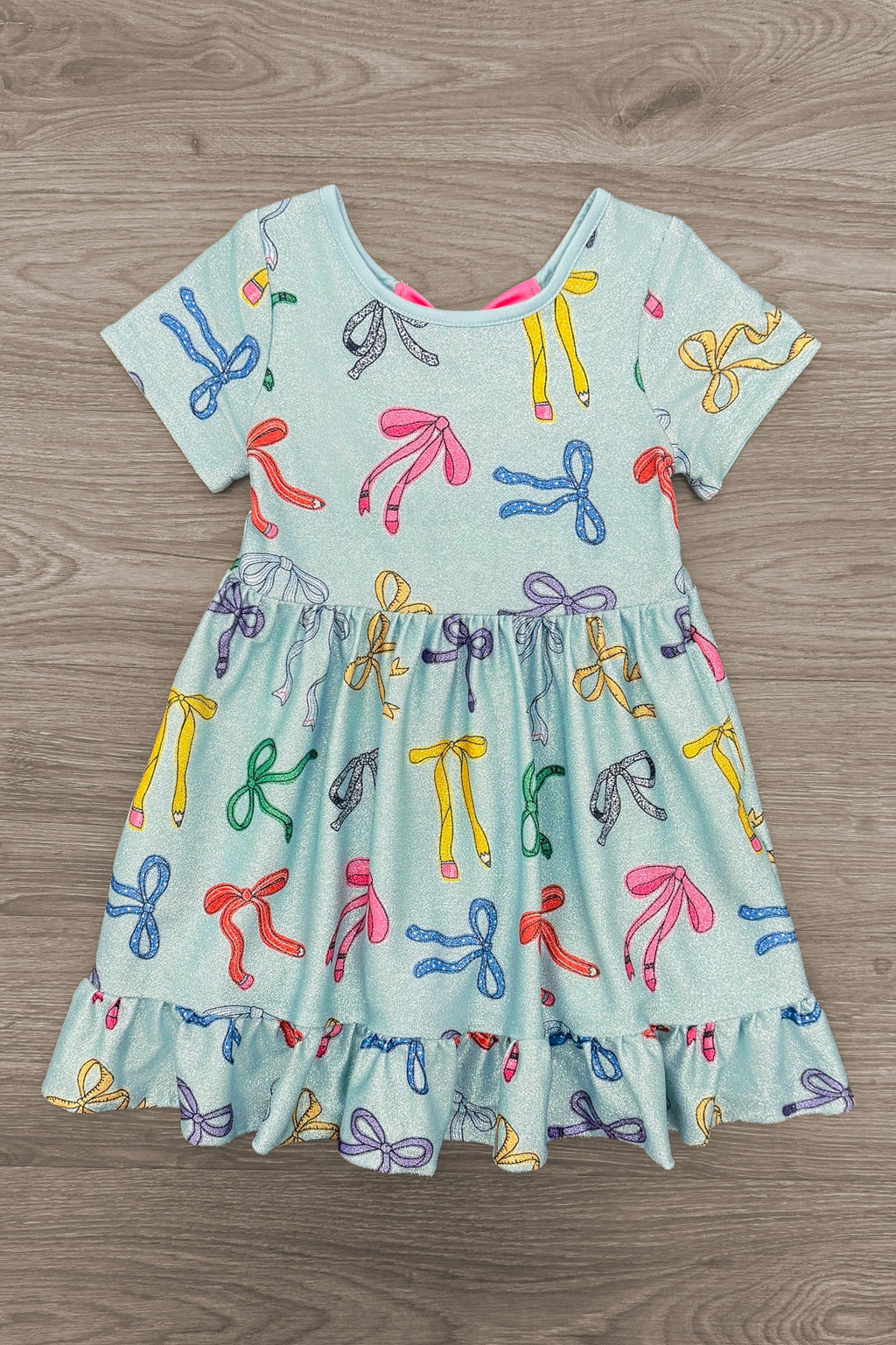 Mint Glitter School Bows Dress