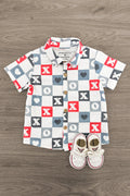 "XOXO" Checkered Button Down