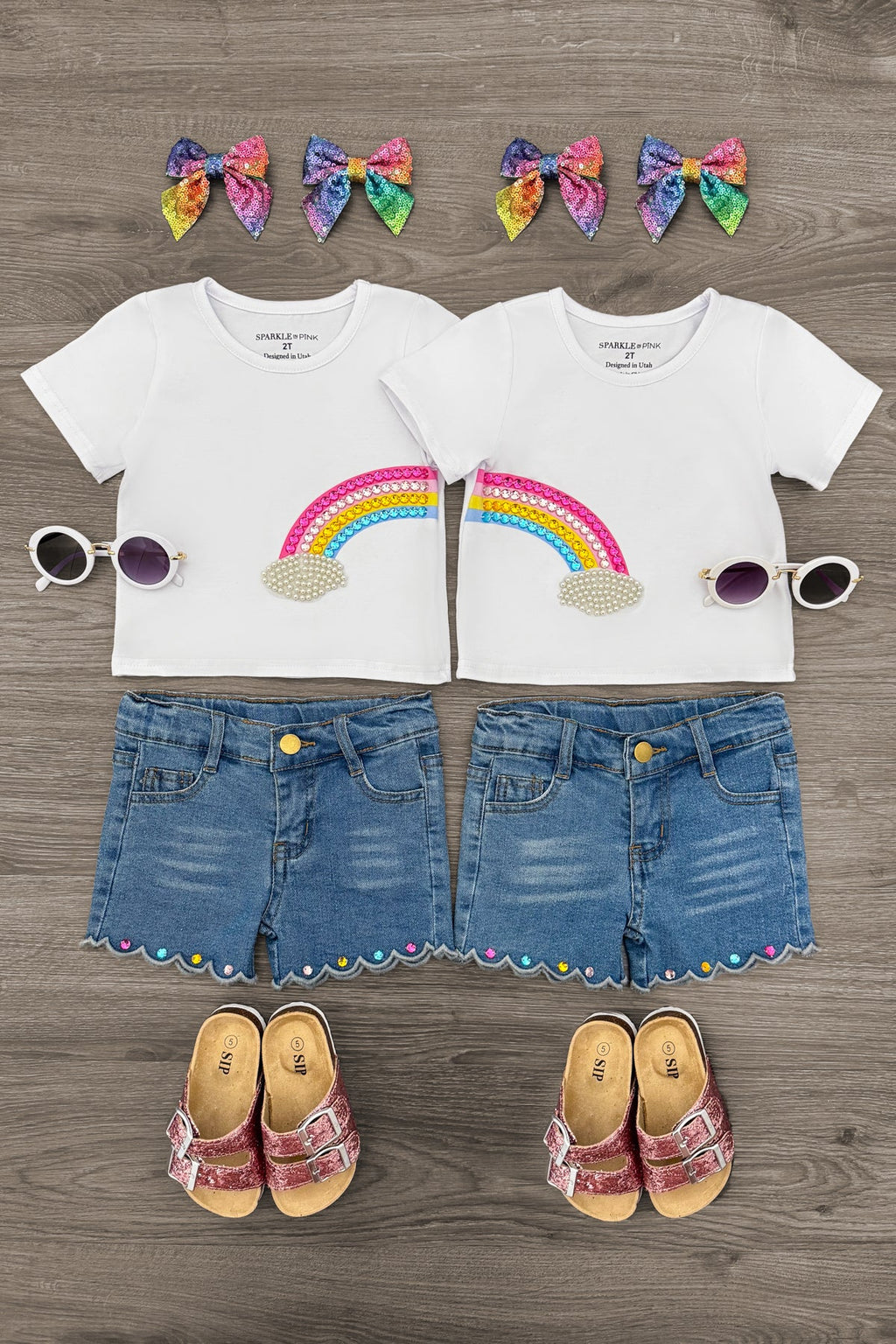 Gemstone Rainbow Denim Short Set