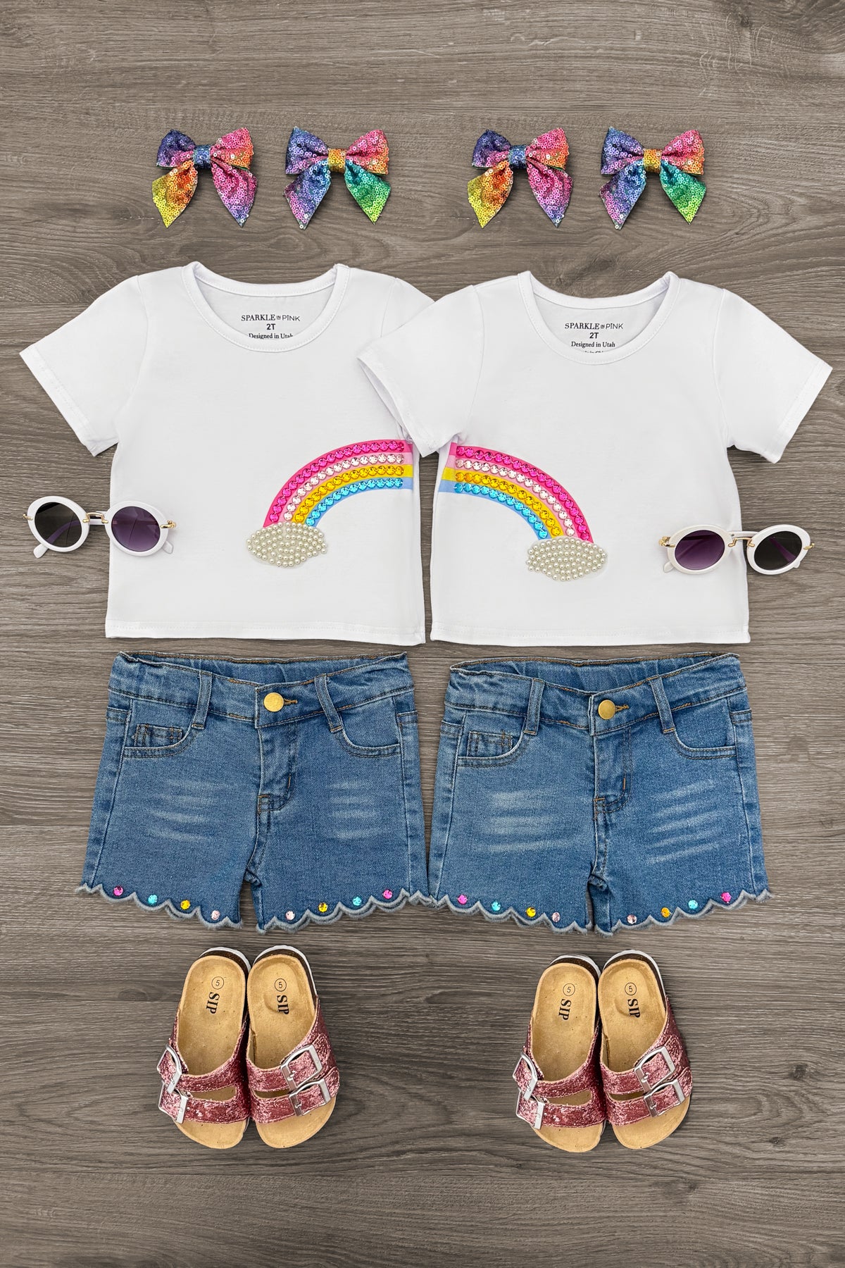 Gemstone Rainbow Denim Short Set