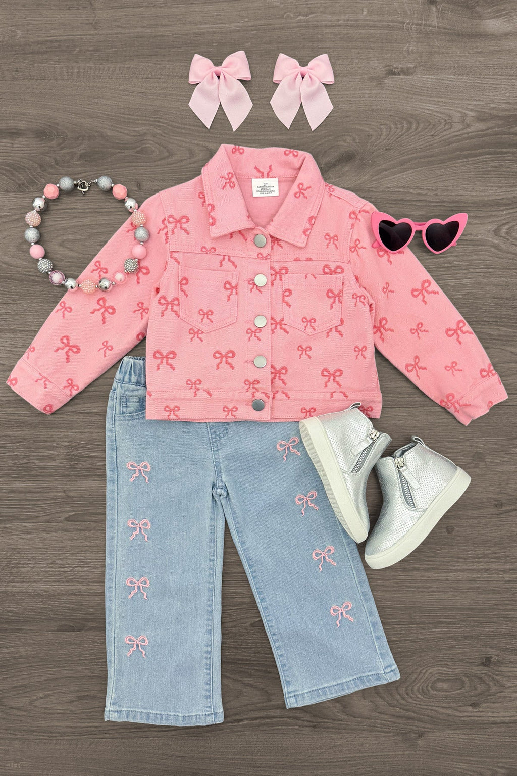 Pink Bow Denim Jacket