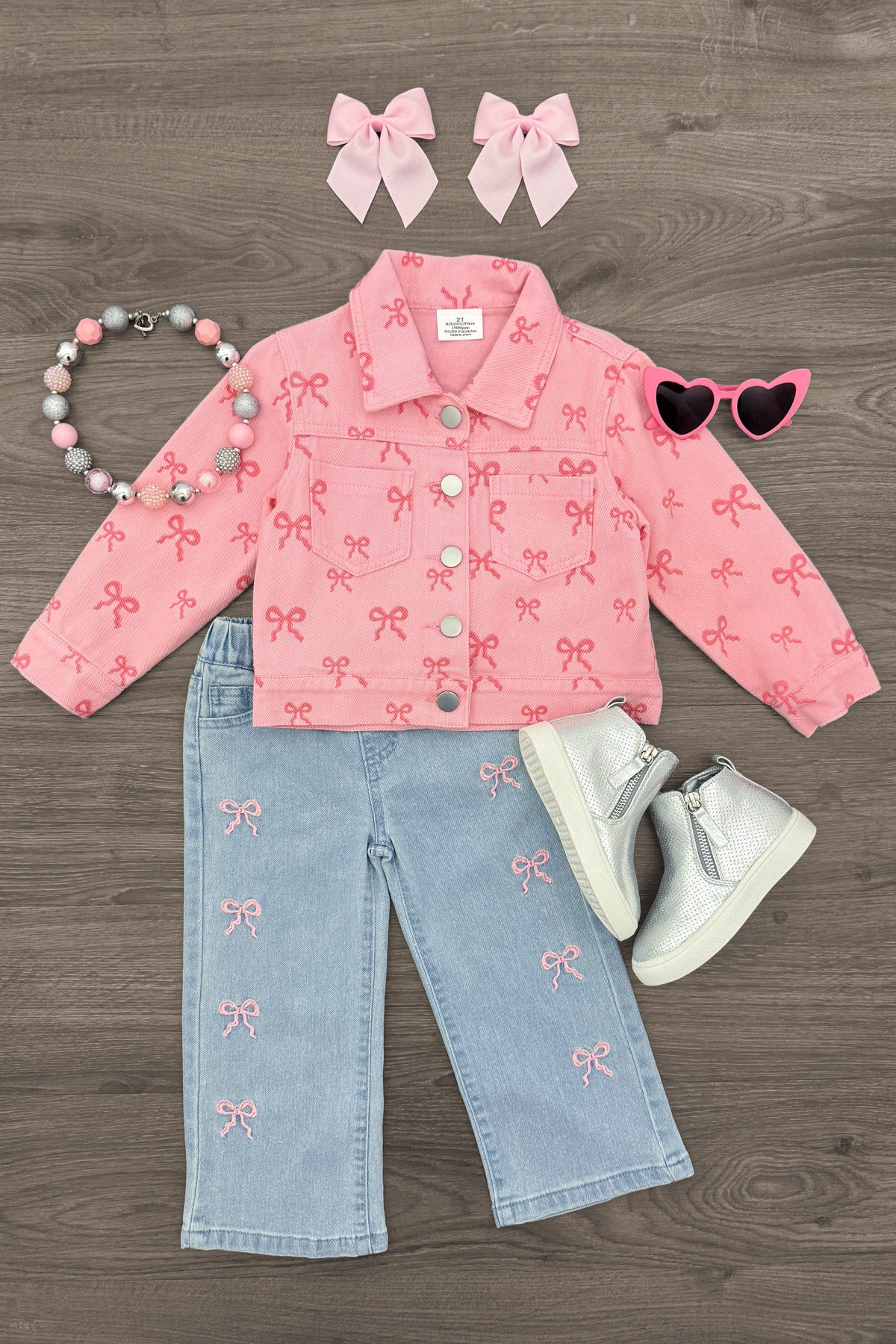 Pink Bow Denim Jacket
