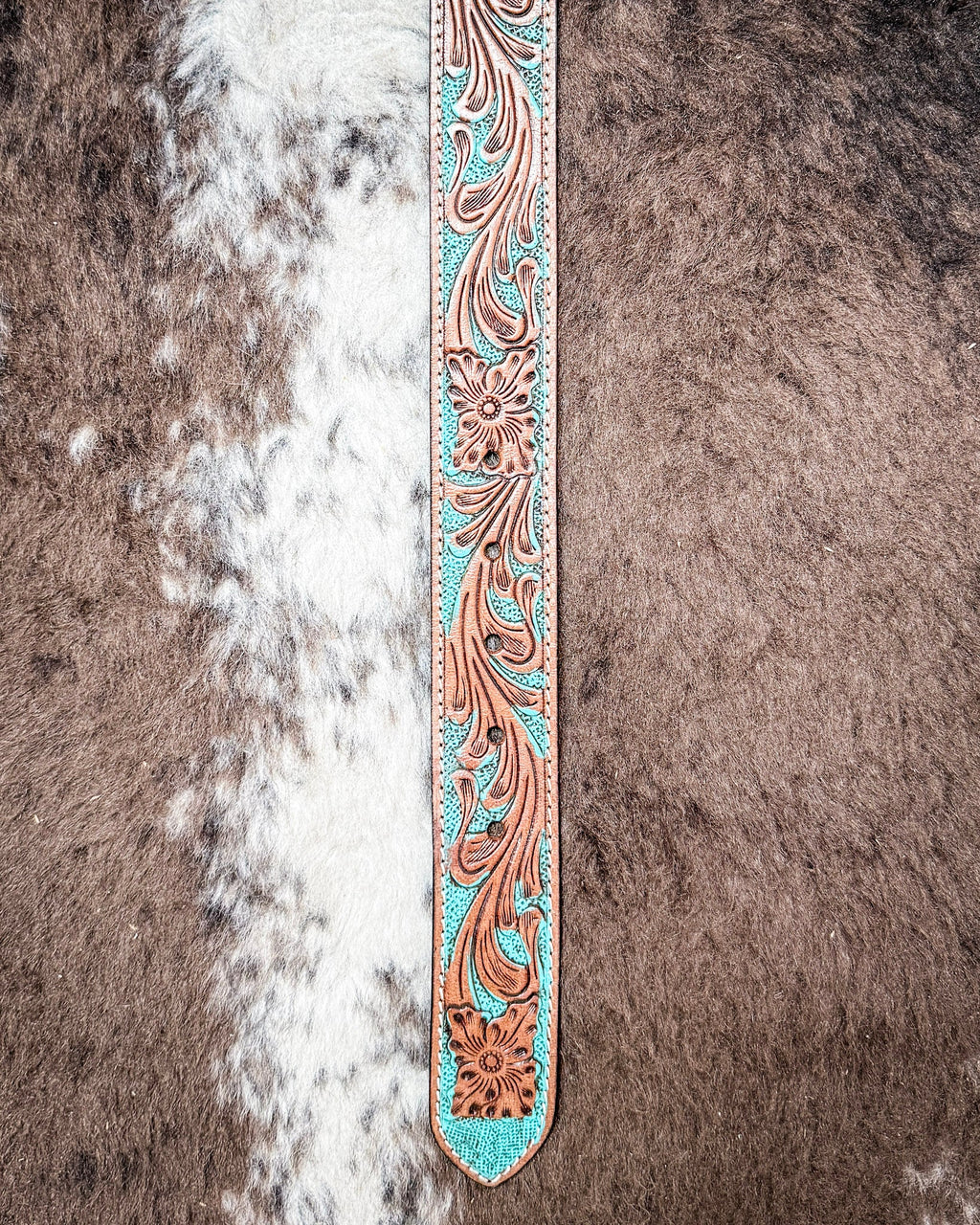 Western Wreath Leather Belt in Bronco Sky by Myra Bag