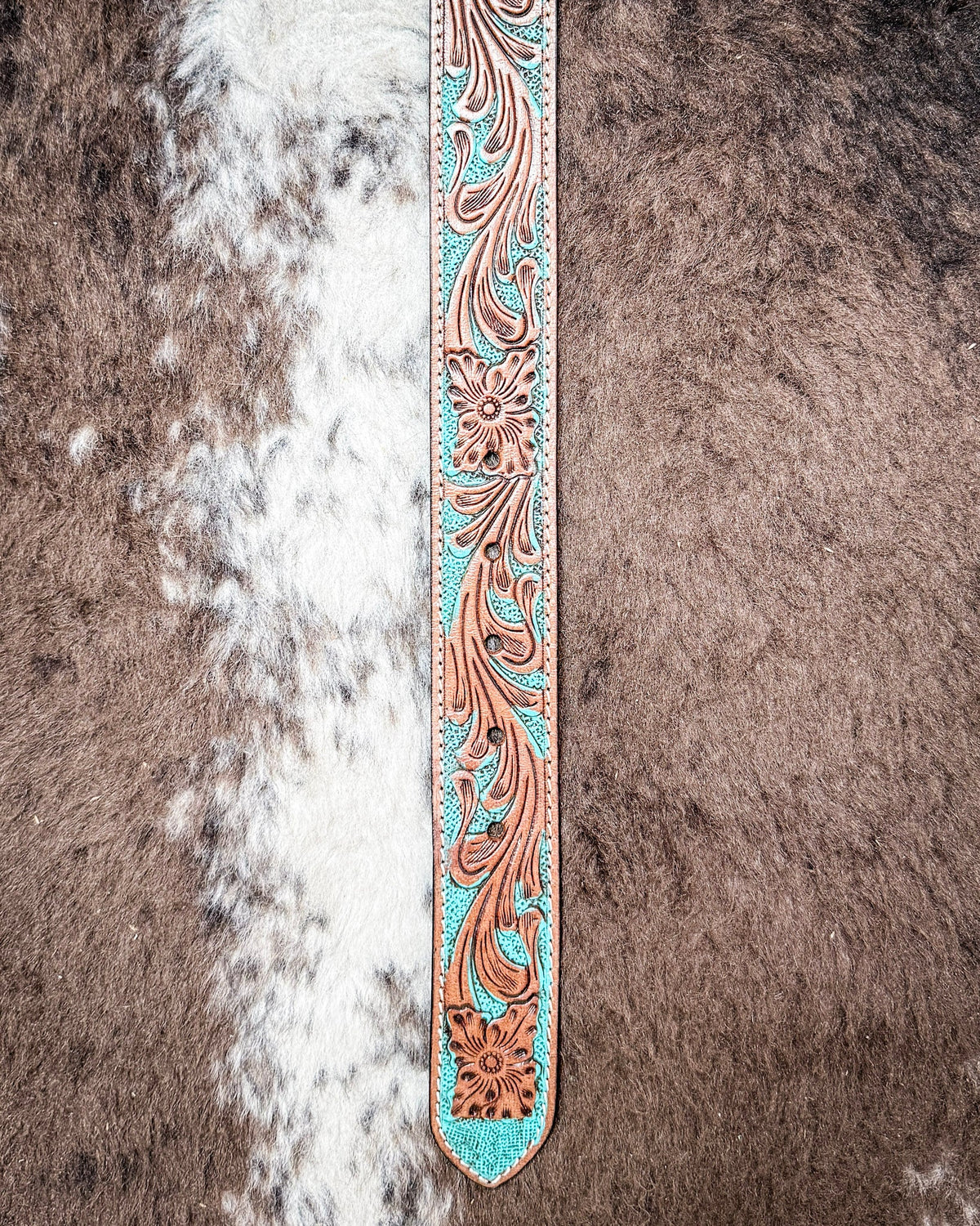 Western Wreath Leather Belt in Bronco Sky by Myra Bag