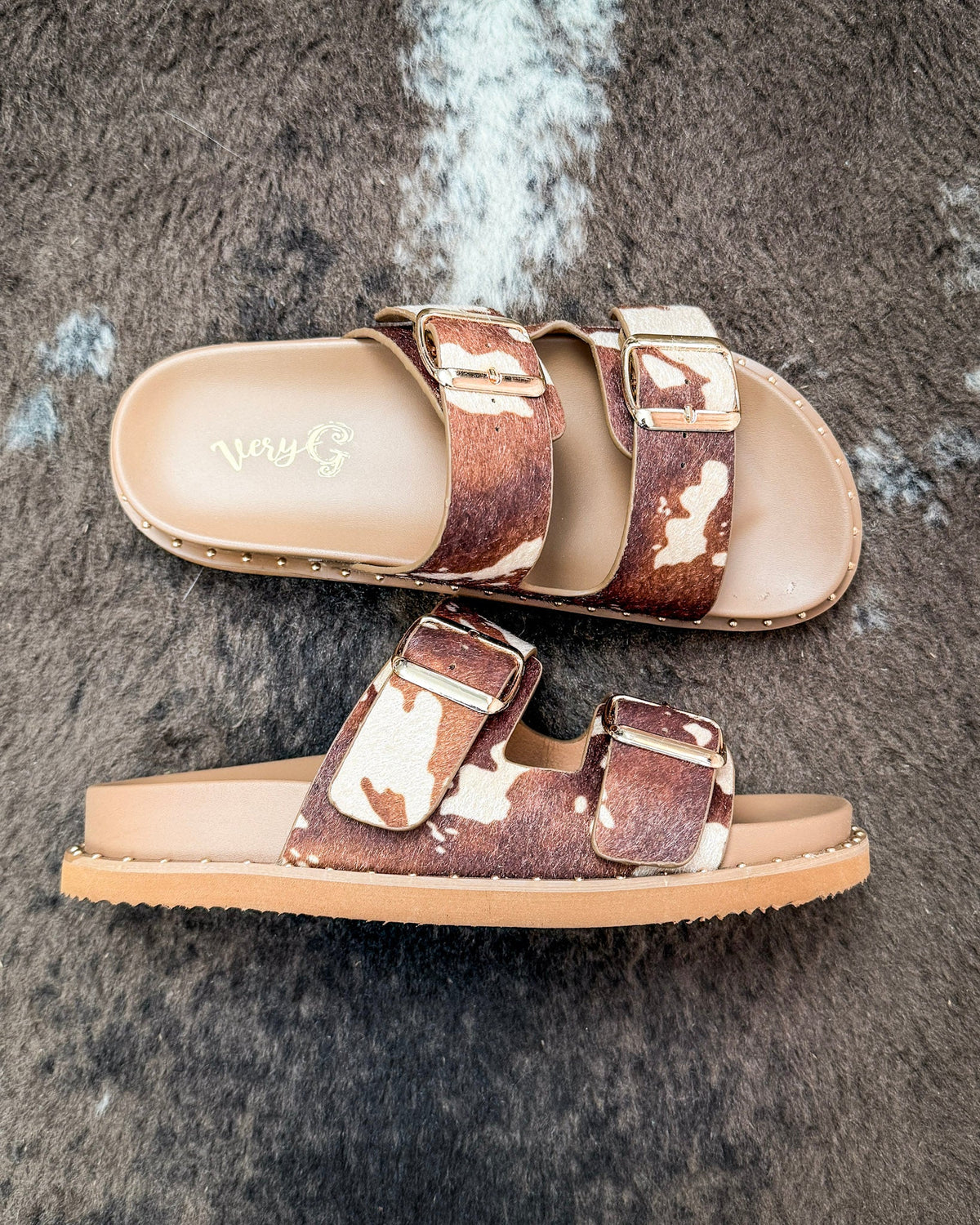 Alma Sandal in Brown Cow by Very G